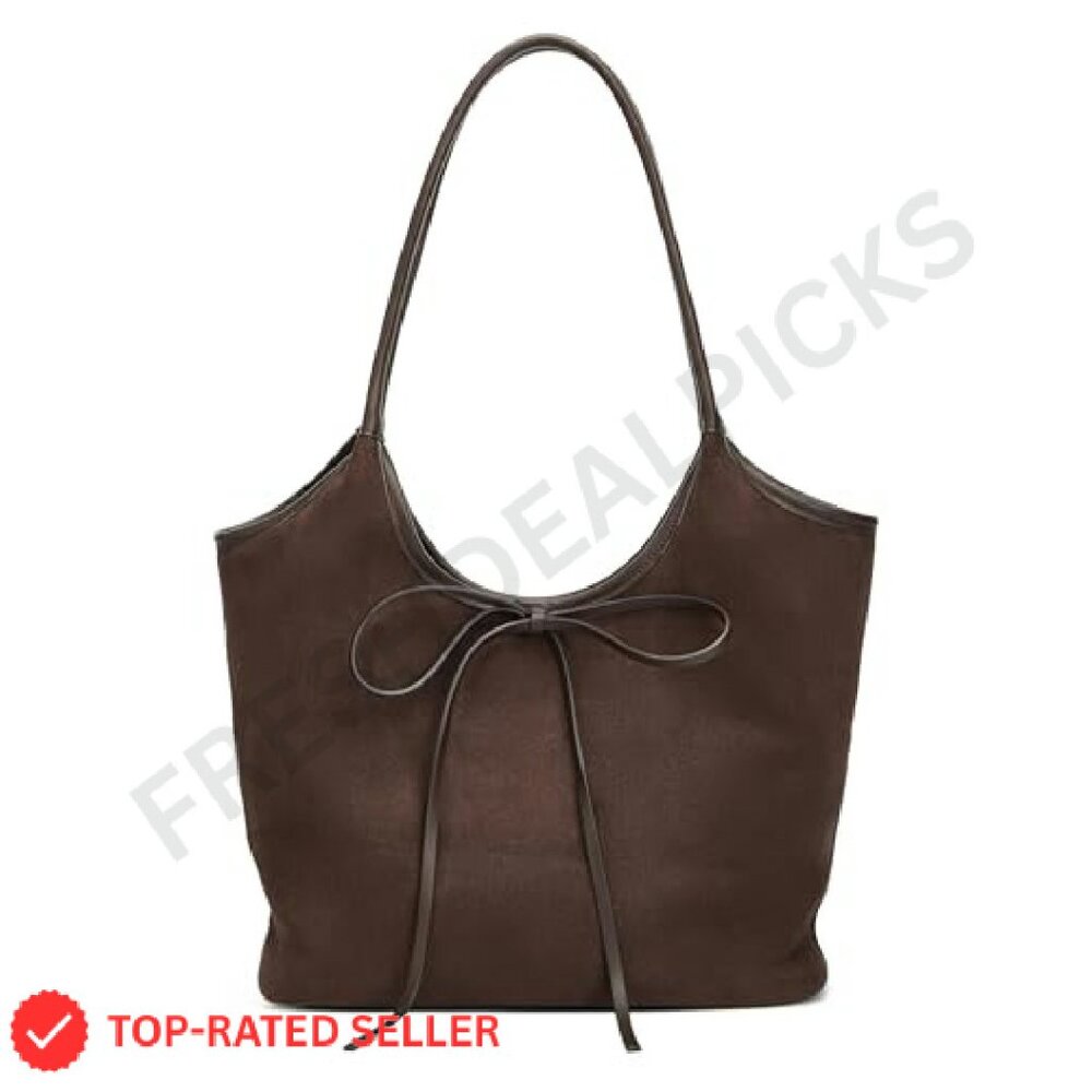 Brown Leather Bow-Accent Hobo Bag - Women - Picture 2 of 8
